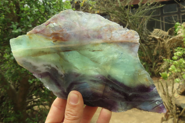 Polished Watermelon Fluorite Slices x 2 From Uis, Namibia - Toprock Gemstones and Minerals 