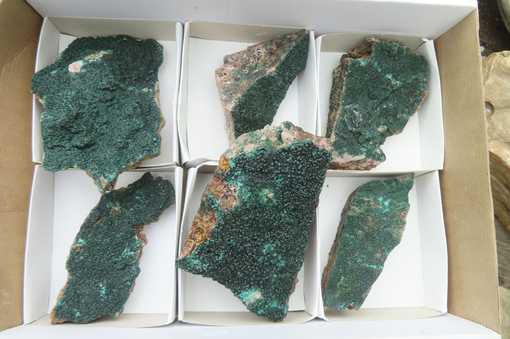 Natural Botryoidal Malachite Specimens x 6 From Congo - Toprock Gemstones and Minerals 