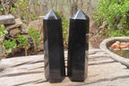 Polished Black Basalt Point-Prisms x 6 From Antsirabe, Madagascar - Toprock Gemstones and Minerals 