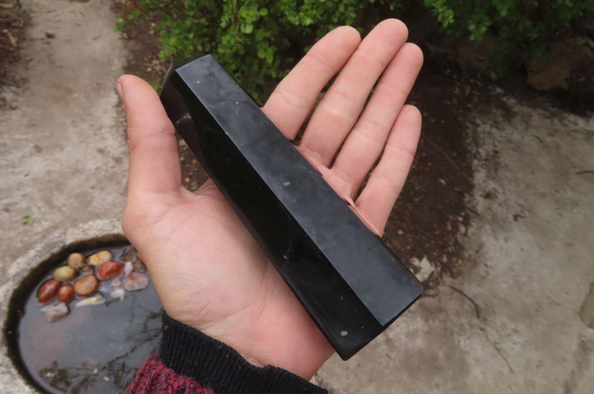 Polished Black Basalt Point-Prisms x 6 From Antsirabe, Madagascar - Toprock Gemstones and Minerals 