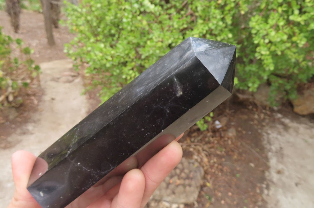 Polished Black Basalt Point-Prisms x 6 From Antsirabe, Madagascar - Toprock Gemstones and Minerals 