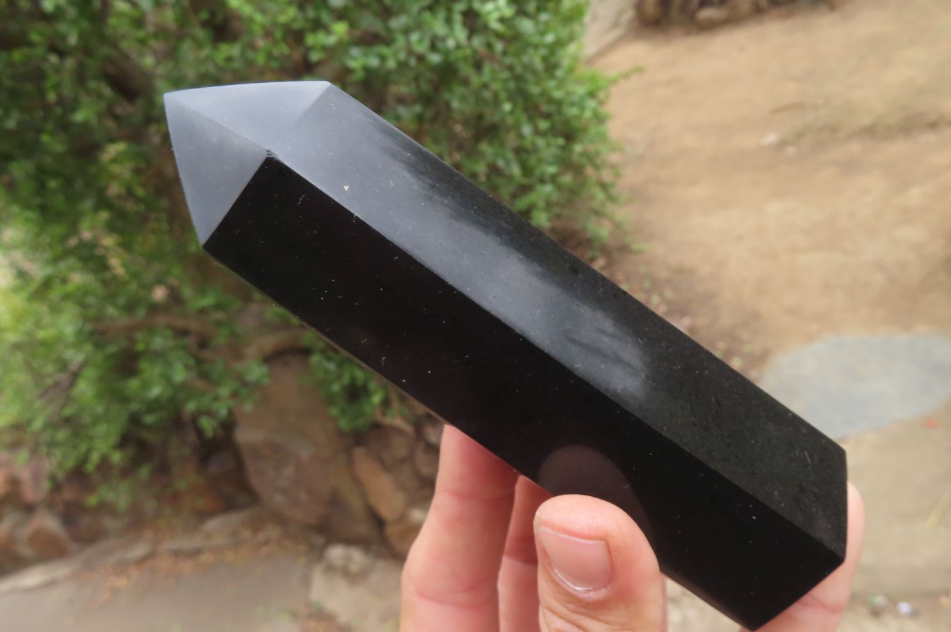 Polished Black Basalt Point-Prisms x 6 From Antsirabe, Madagascar - Toprock Gemstones and Minerals 