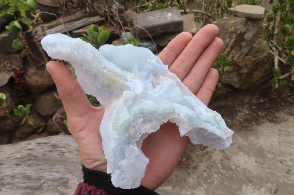 Natural Etched Blue Chalcedony Specimens x 2 From Nsanje, Malawi - Toprock Gemstones and Minerals 