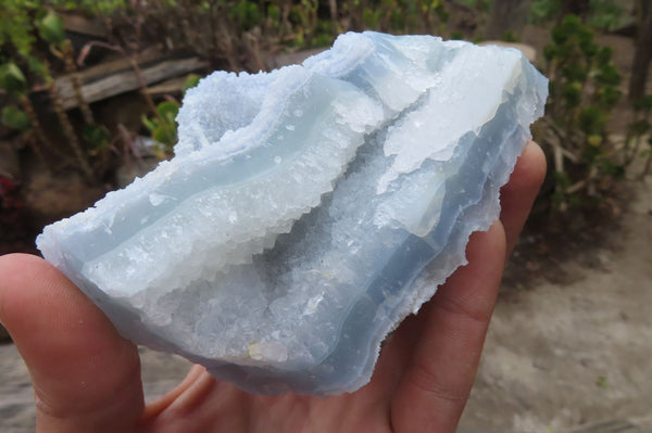 Natural Etched Blue Chalcedony Specimens x 2 From Nsanje, Malawi