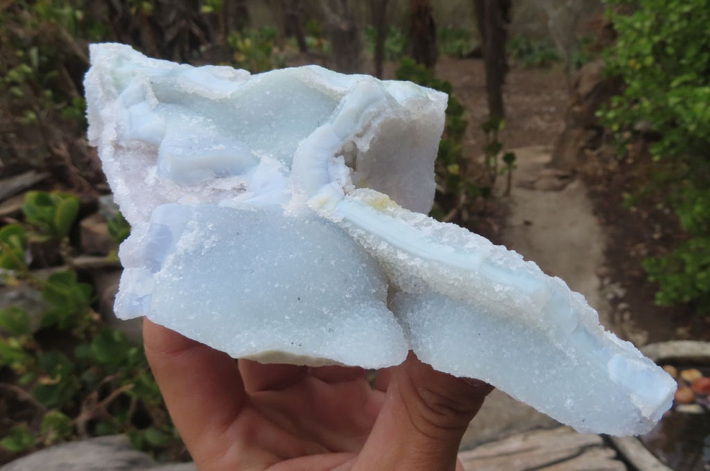 Natural Etched Blue Chalcedony Specimens x 2 From Nsanje, Malawi - Toprock Gemstones and Minerals 