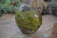 Polished Green Opal Standing Free Forms x 2 From Antsirabe, Madagascar - Toprock Gemstones and Minerals 