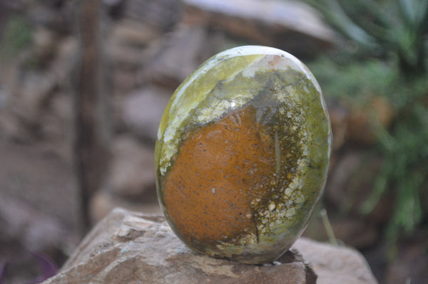Polished Green Opal Standing Free Forms x 2 From Antsirabe, Madagascar - Toprock Gemstones and Minerals 