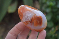 Polished Mixed Tray of Carnelian & Ocean Agate Standing Free Forms & Galet/Palm Stones From Madagascar - Toprock Gemstones and Minerals 