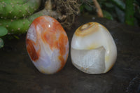 Polished Mixed Tray of Carnelian & Ocean Agate Standing Free Forms & Galet/Palm Stones From Madagascar - Toprock Gemstones and Minerals 