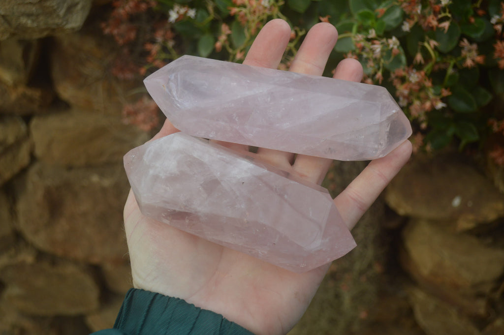 Polished Double Terminated Rose Quartz Points x 4  From Madagascar - Toprock Gemstones and Minerals 