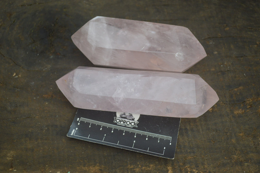 Polished Double Terminated Rose Quartz Points x 4  From Madagascar - Toprock Gemstones and Minerals 