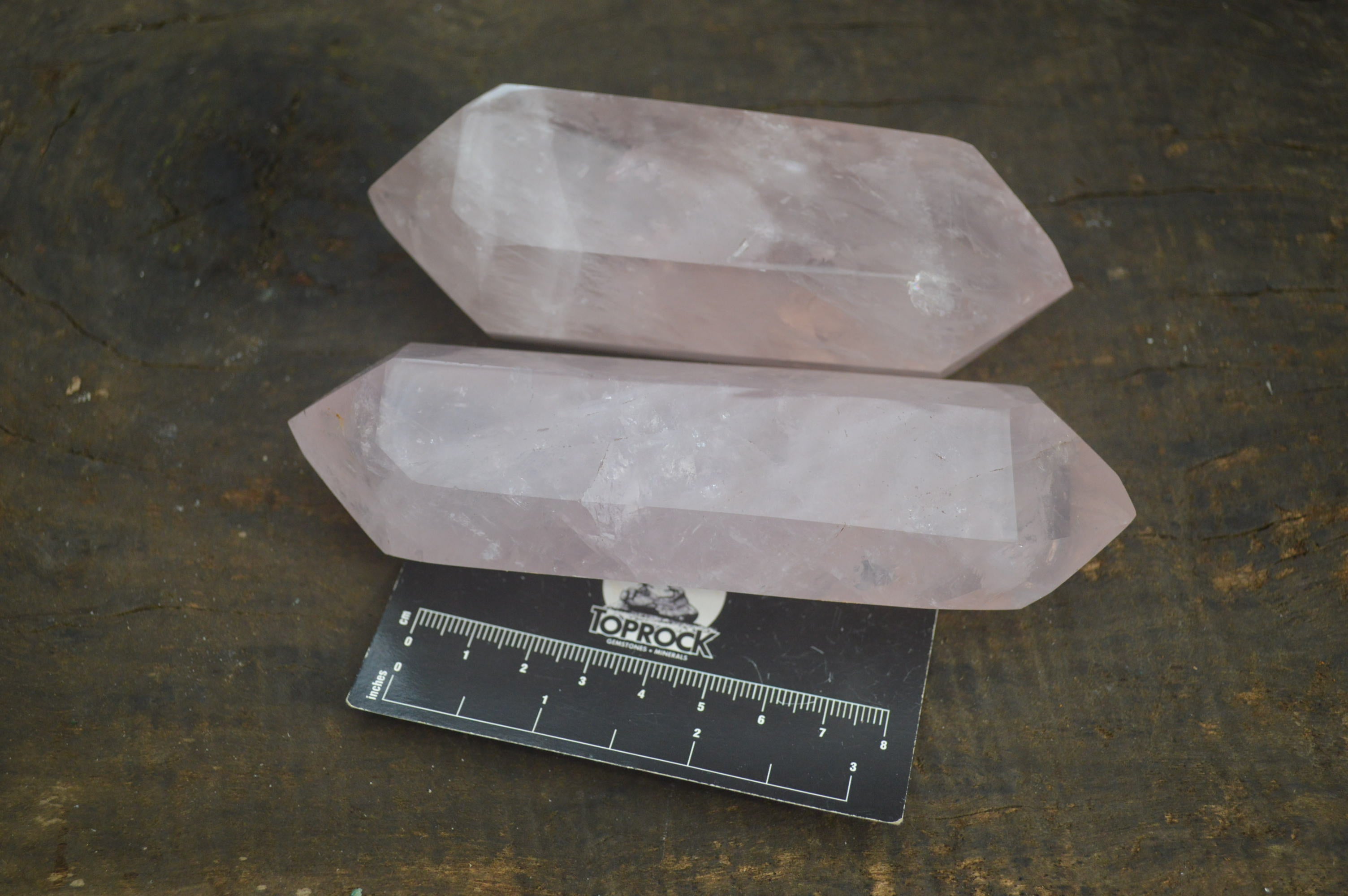 Polished Double Terminated Rose Quartz Points x 4  From Madagascar - Toprock Gemstones and Minerals 