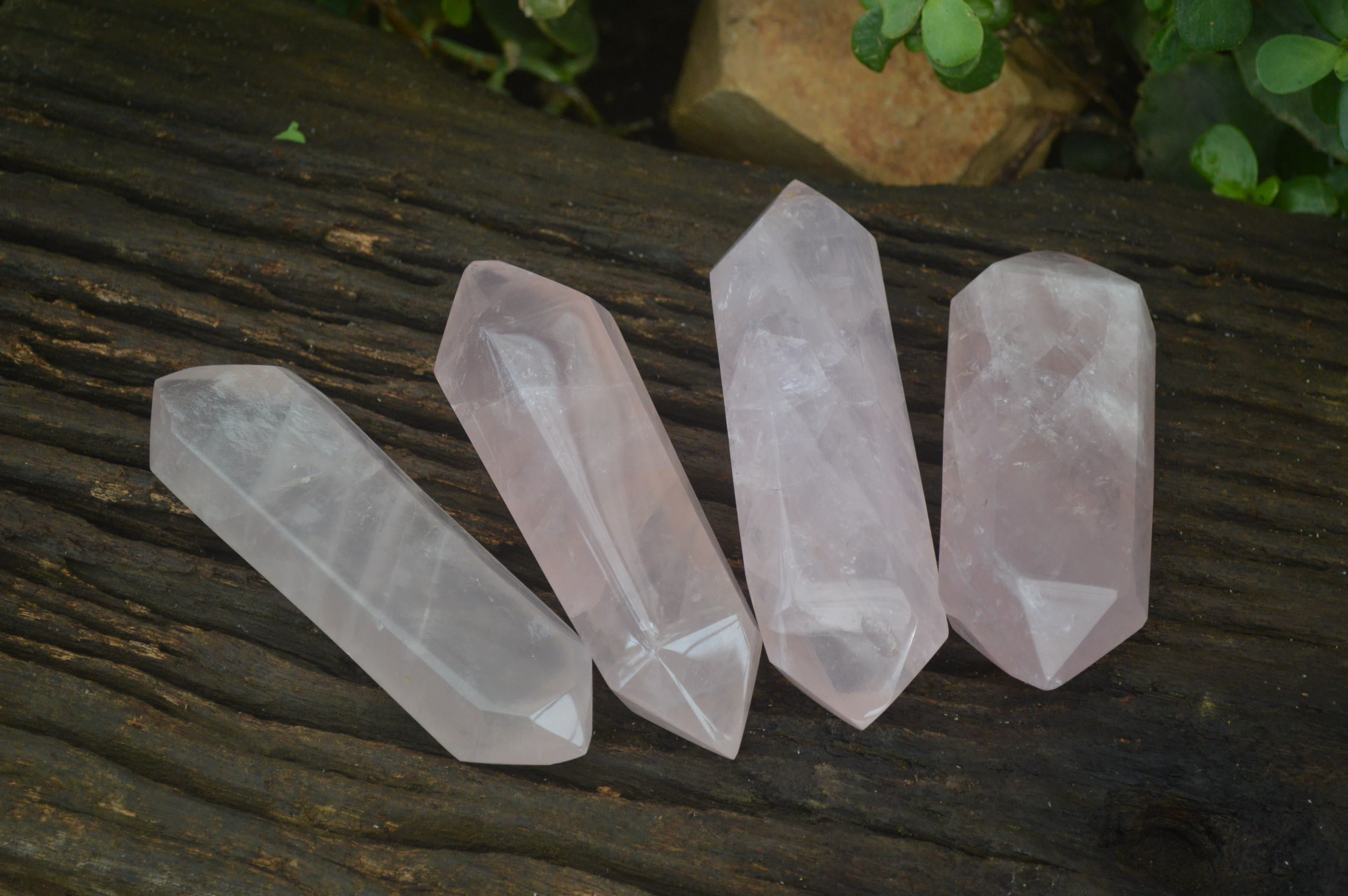 Polished Double Terminated Rose Quartz Points x 4  From Madagascar - Toprock Gemstones and Minerals 