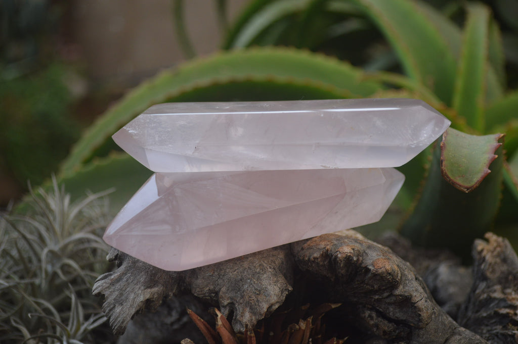 Polished Double Terminated Rose Quartz Points x 4  From Madagascar - Toprock Gemstones and Minerals 