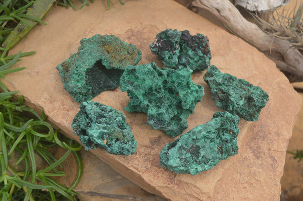 Natural Silky Malachite Specimens x 6 From Kasompe, Congo - Toprock Gemstones and Minerals 