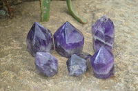 Polished Chevron Amethyst Points x 6 From Madagascar - Toprock Gemstones and Minerals 