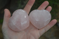 Polished Pink Rose Quartz Gemstone Hearts x 6 From Madagascar