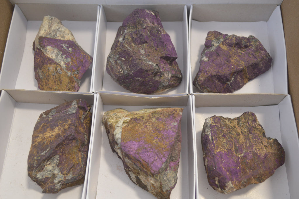Natural Metallic Purpurite Cobbed Specimens x 6 From Erongo, Namibia - Toprock Gemstones and Minerals 