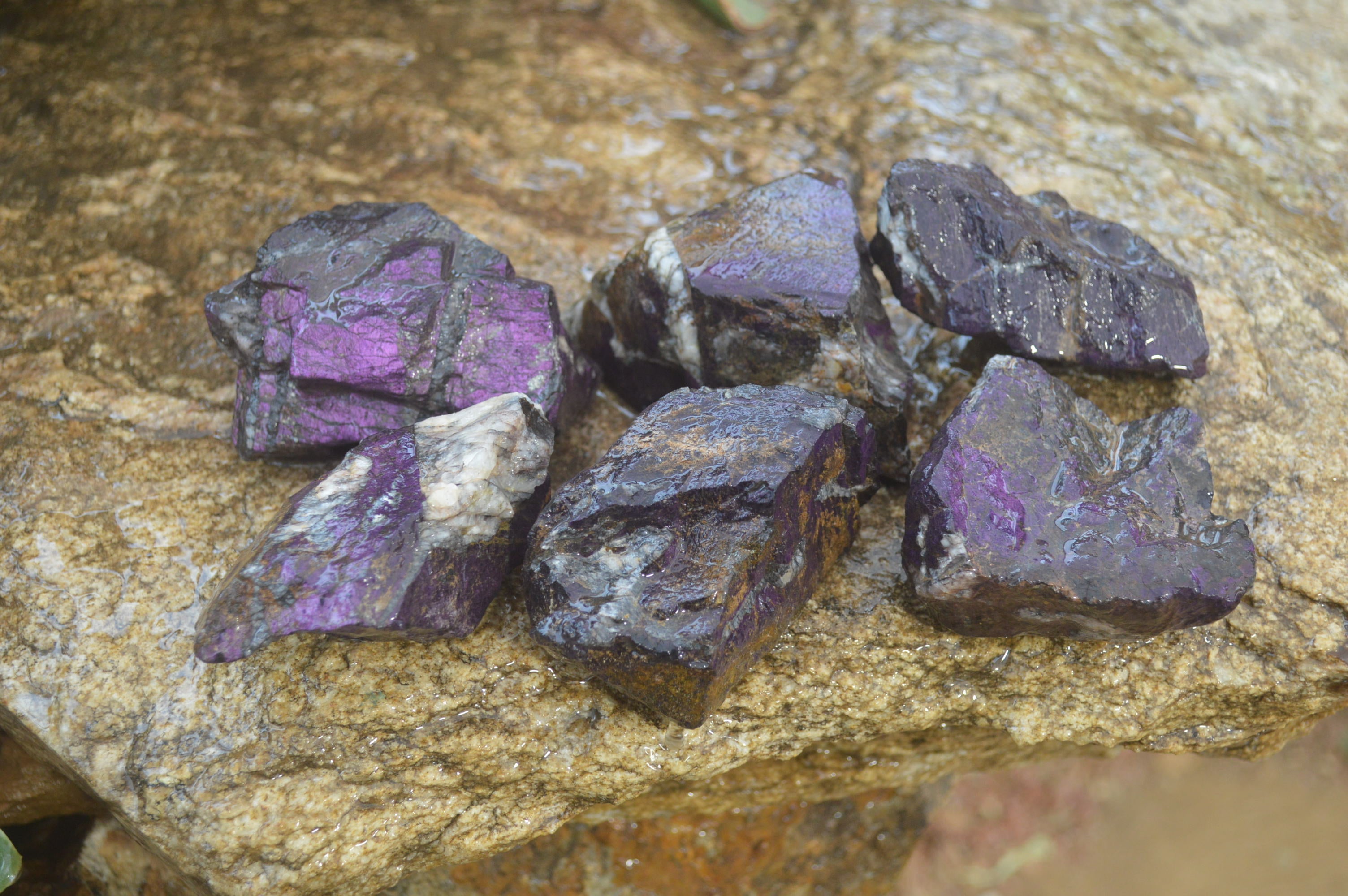 Natural Metallic Purpurite Cobbed Specimens x 6 From Erongo, Namibia - Toprock Gemstones and Minerals 