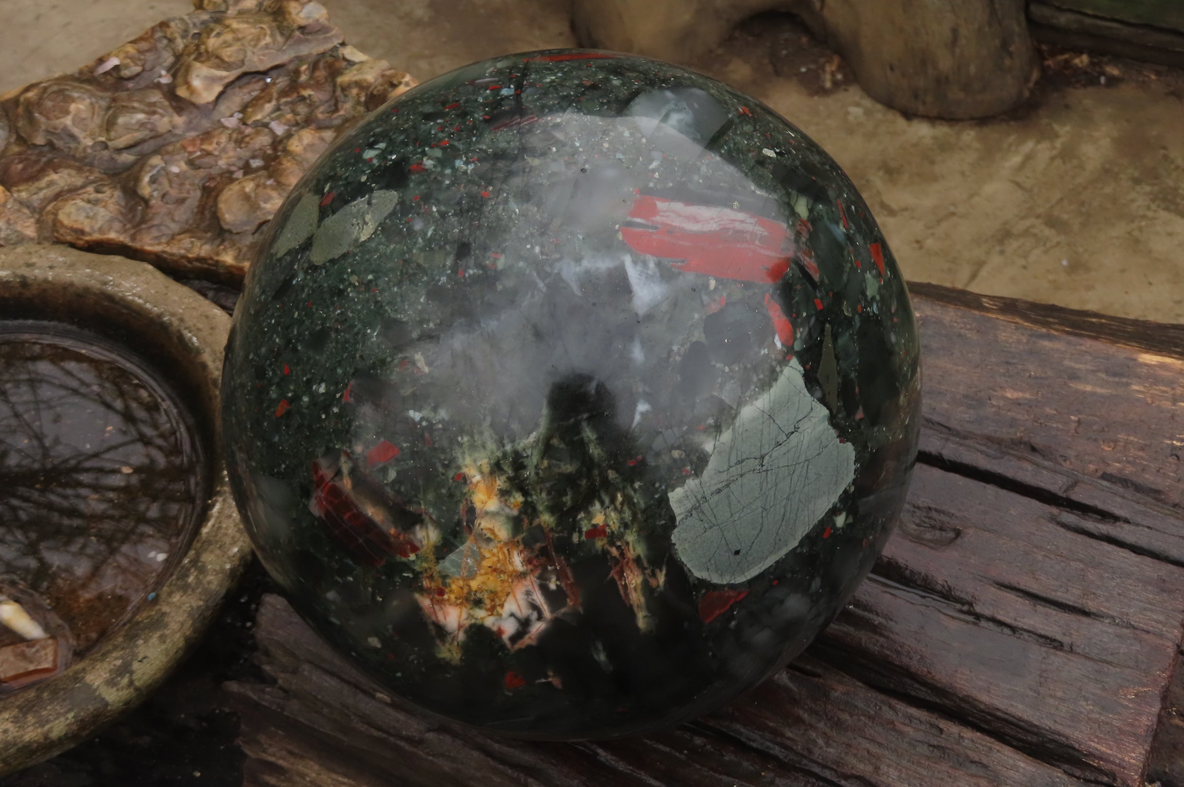 Polished Huge Bloodstone Sphere 1 x From Swaziland - Toprock Gemstones and Minerals 
