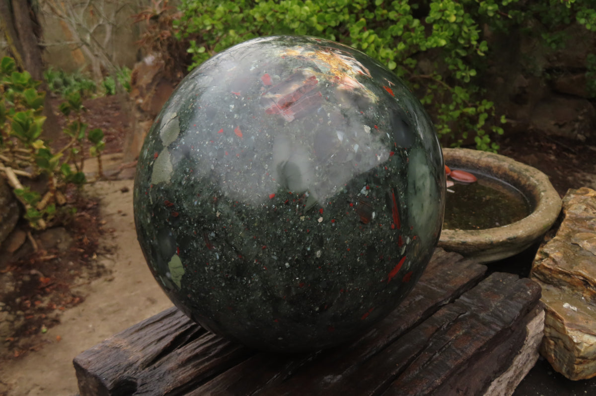 Polished Huge Bloodstone Sphere 1 x From Swaziland - Toprock Gemstones and Minerals 