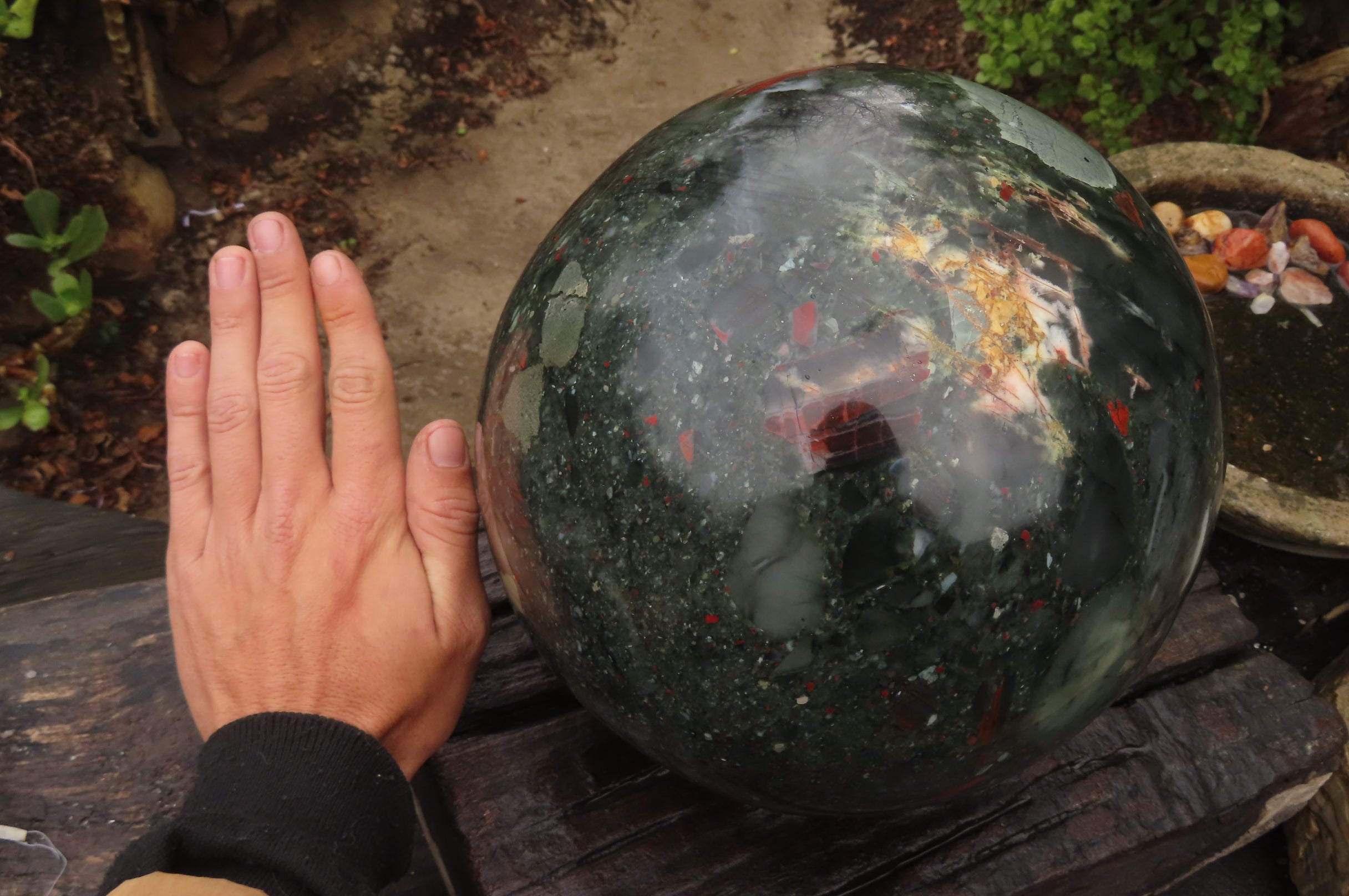 Polished Huge Bloodstone Sphere 1 x From Swaziland - Toprock Gemstones and Minerals 