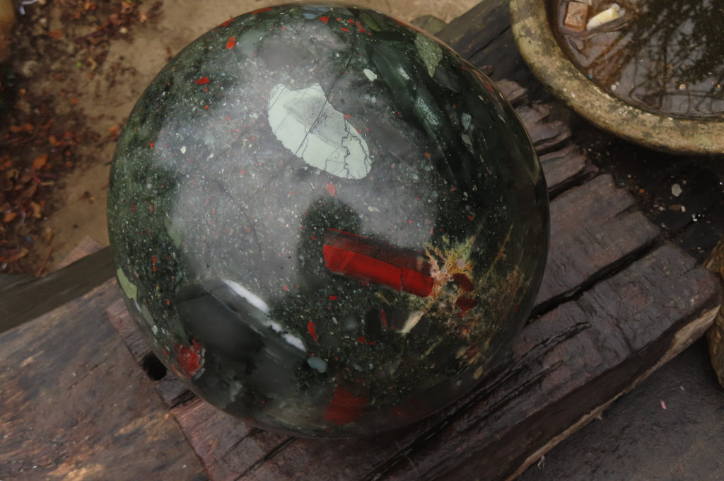 Polished Huge Bloodstone Sphere 1 x From Swaziland - Toprock Gemstones and Minerals 