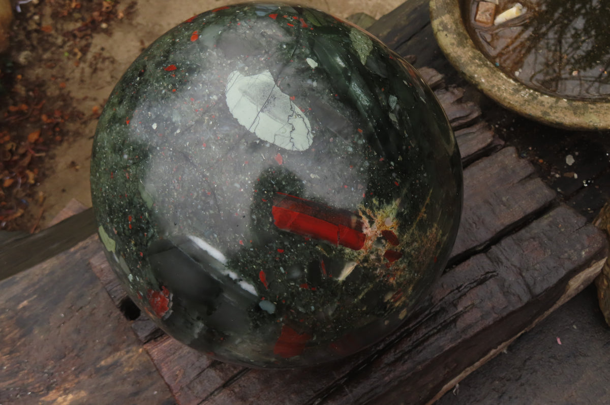 Polished Huge Bloodstone Sphere 1 x From Swaziland - Toprock Gemstones and Minerals 