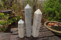 Polished Blue Spinel Spotted Quartz Points x 3 From Madagascar - Toprock Gemstones and Minerals 