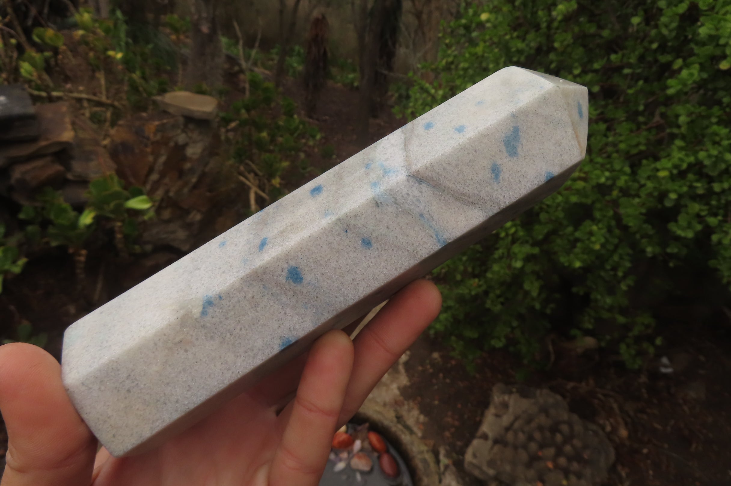 Polished Blue Spinel Spotted Quartz Points x 3 From Madagascar - Toprock Gemstones and Minerals 