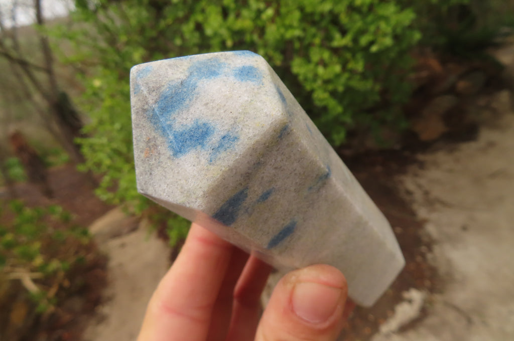Polished Blue Spinel Spotted Quartz Points x 3 From Madagascar - Toprock Gemstones and Minerals 