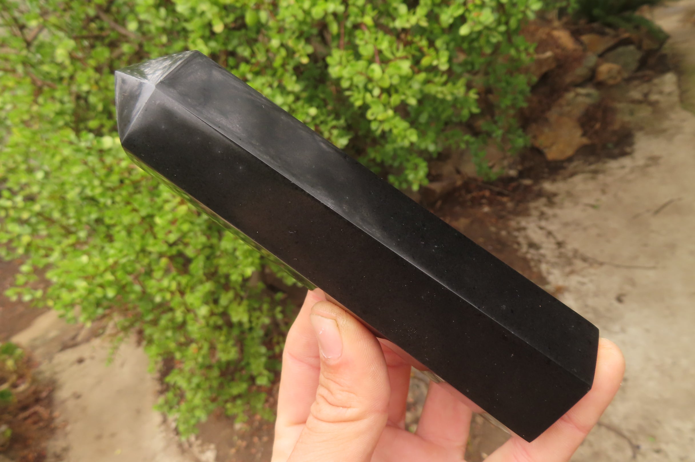 Polished Black Basalt Points -Prisms x 6 From Madagascar - Toprock Gemstones and Minerals 