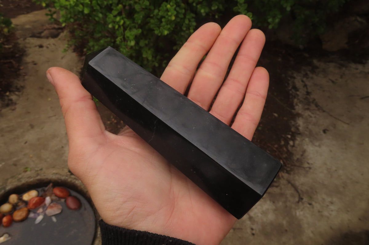 Polished Black Basalt Points -Prisms x 6 From Madagascar - Toprock Gemstones and Minerals 