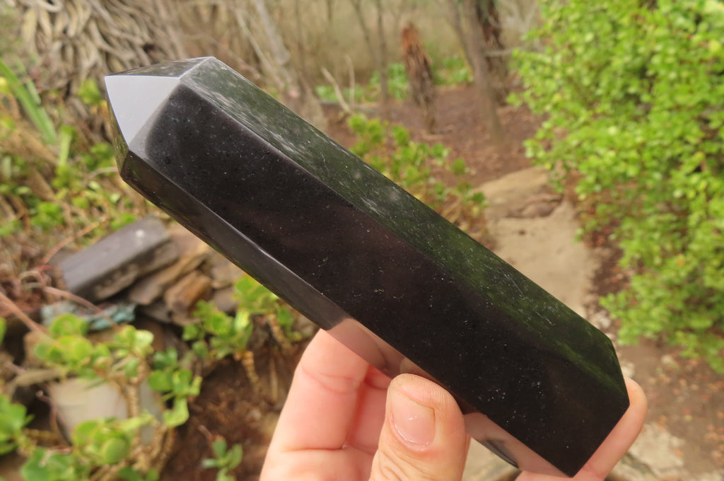 Polished Black Basalt Points -Prisms x 6 From Madagascar - Toprock Gemstones and Minerals 