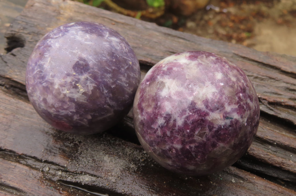 Polished Lepidolite Spheres x 4 From Ambatondrazaka, Madagascar - Toprock Gemstones and Minerals 
