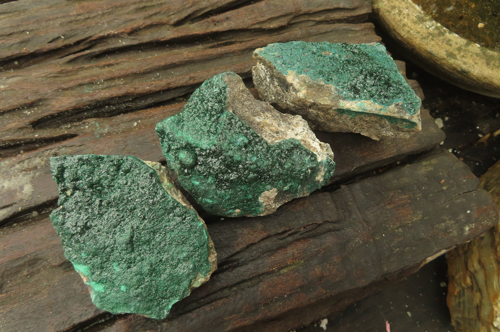 Natural Crystalline Malachite Specimens x 6 From Kasompe, Congo - Toprock Gemstones and Minerals 