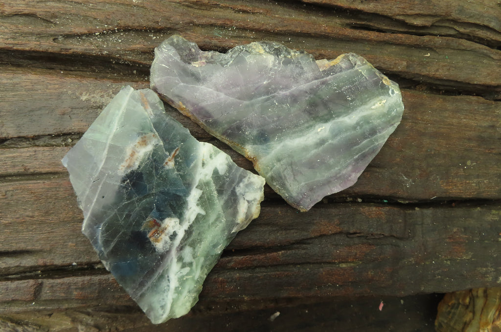 Natural Watermelon Fluorite Slices x 7 From Uis, Namibia - Toprock Gemstones and Minerals 
