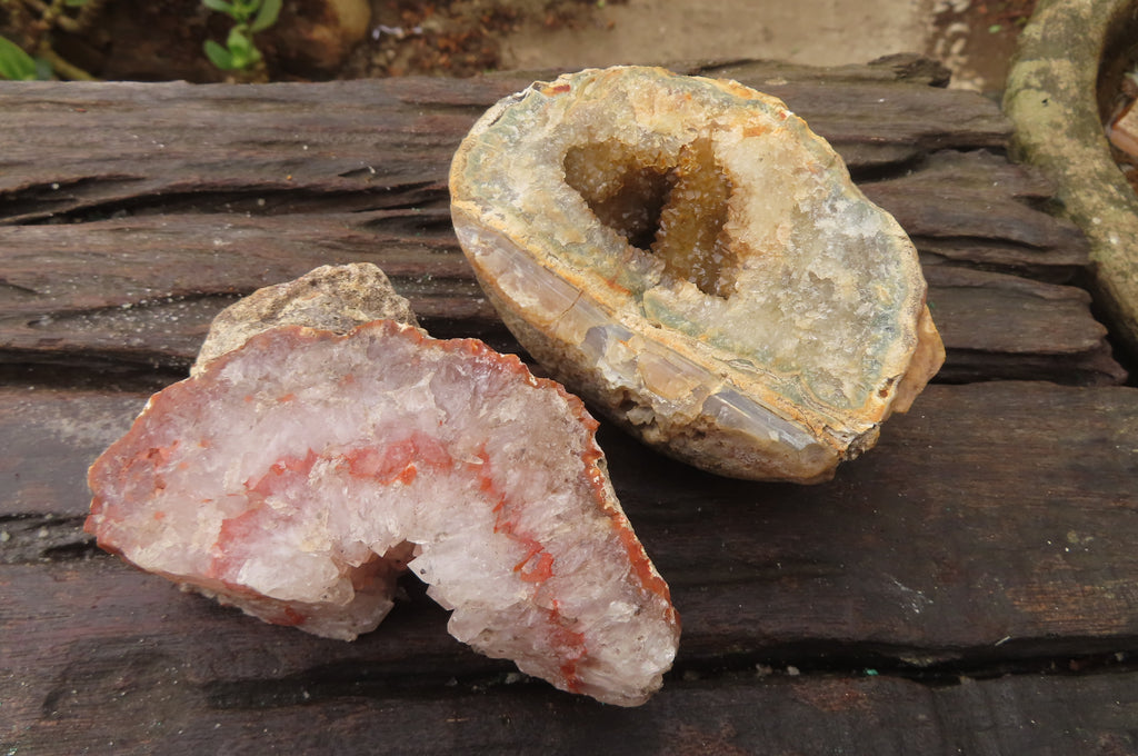 Natural Unusual Red Zululand Agate and Amethyst Geodes x 5 From South Africa - Toprock Gemstones and Minerals 