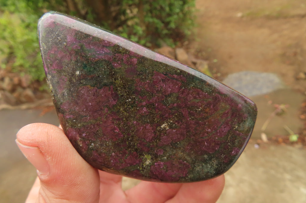 Polished Rare Ruby Corundum & Green Verdite Free Forms x 4 From Zimbabwe - Toprock Gemstones and Minerals 