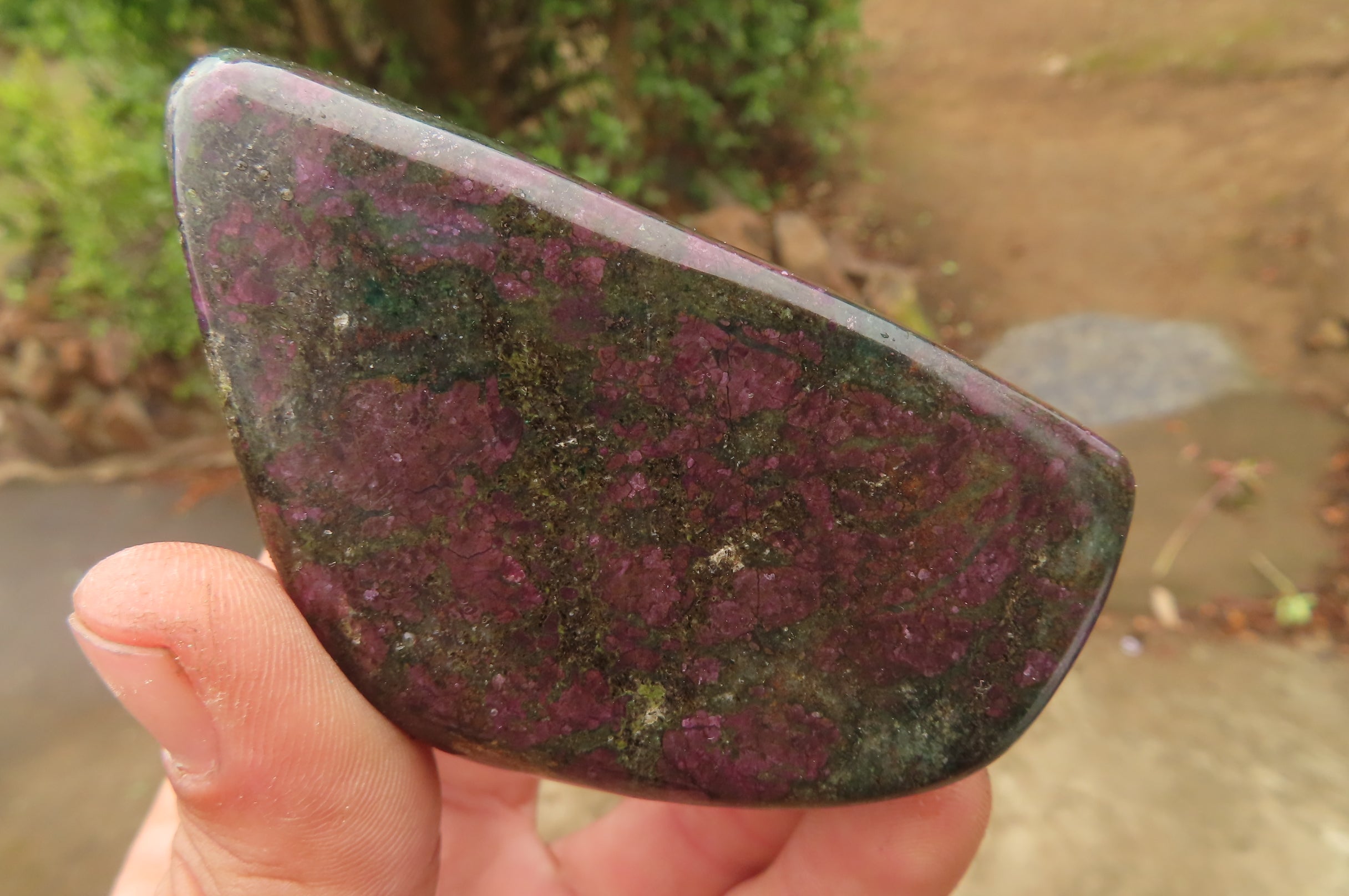 Polished Rare Ruby Corundum & Green Verdite Free Forms x 4 From Zimbabwe - Toprock Gemstones and Minerals 