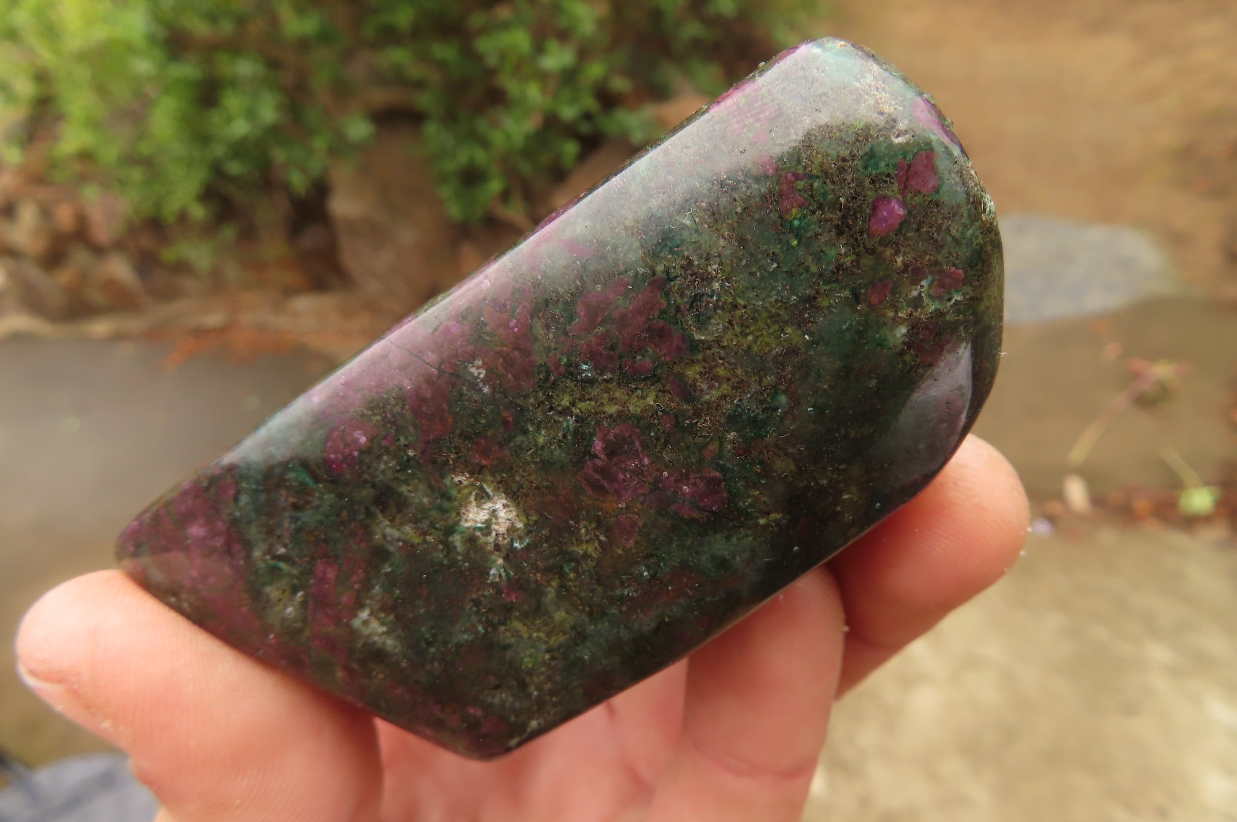 Polished Rare Ruby Corundum & Green Verdite Free Forms x 4 From Zimbabwe - Toprock Gemstones and Minerals 