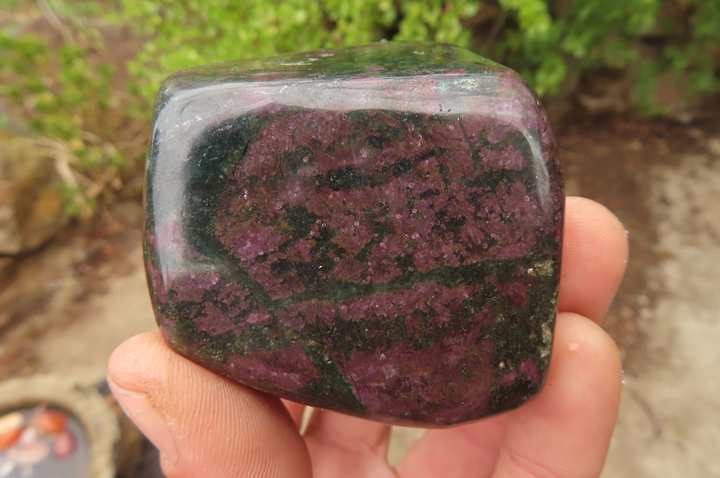 Polished Rare Ruby Corundum & Green Verdite Free Forms x 4 From Zimbabwe - Toprock Gemstones and Minerals 