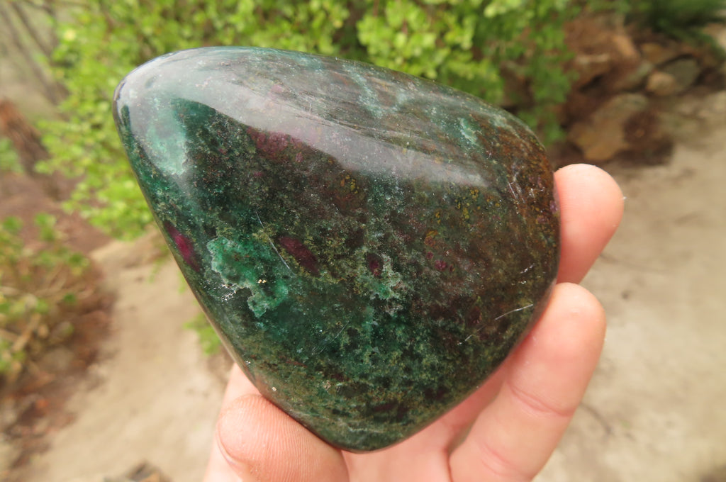 Polished Rare Ruby Corundum & Green Verdite Free Forms x 4 From Zimbabwe - Toprock Gemstones and Minerals 