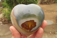 Polished Polychrome Jasper Hearts x 6 From Madagascar