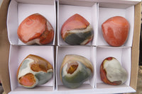 Polished Polychrome Jasper Hearts x 6 From Madagascar