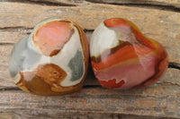 Polished Polychrome Jasper Hearts x 6 From Madagascar