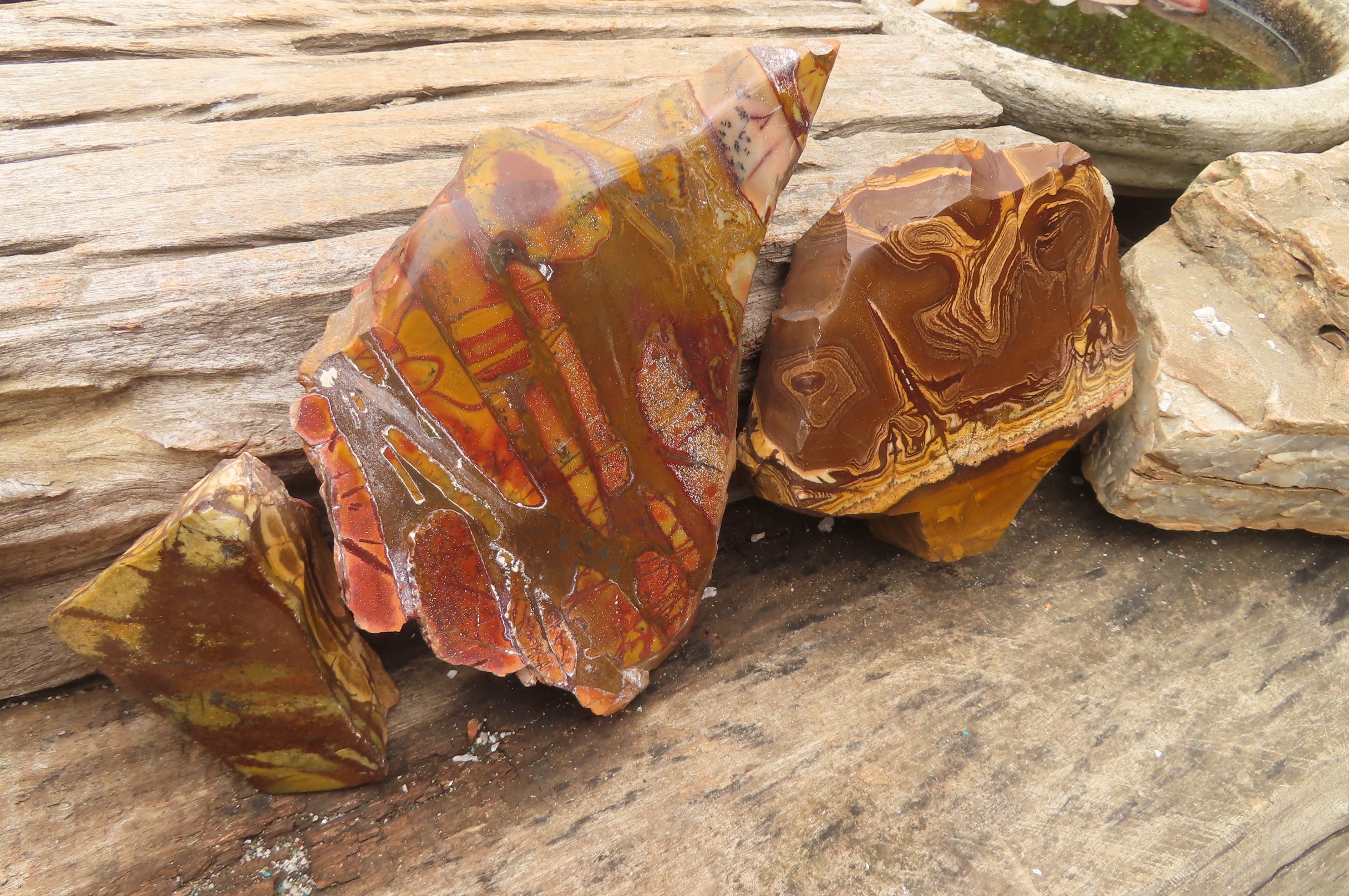 Polished On One Side Nguni Jasper Specimens x 3 From Prieska, South Africa - Toprock Gemstones and Minerals 