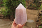 Polished Rose Quartz Point-Prisms x 2 From Madagascar - Toprock Gemstones and Minerals 
