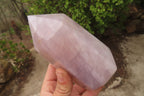 Polished Rose Quartz Point-Prisms x 2 From Madagascar - Toprock Gemstones and Minerals 