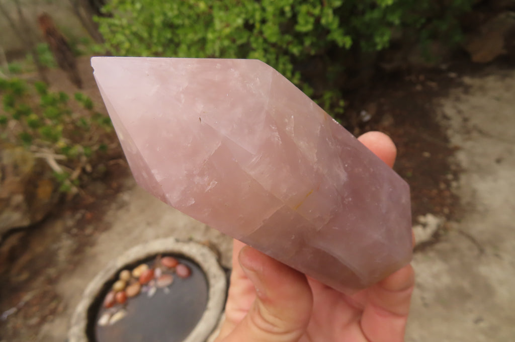 Polished Rose Quartz Point-Prisms x 2 From Madagascar - Toprock Gemstones and Minerals 